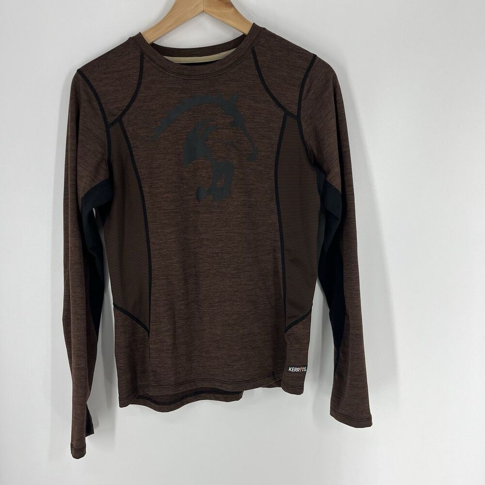 Kerrits Shirt Size Small Brown Horse Performance Tech Equestrian Long Sleeve